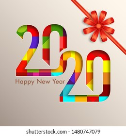 Happy new year 2020 Text Design vector.