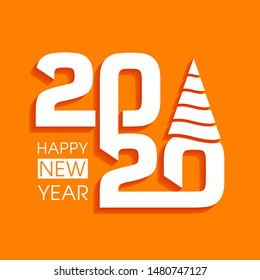 Happy new year 2020 Text Design vector.