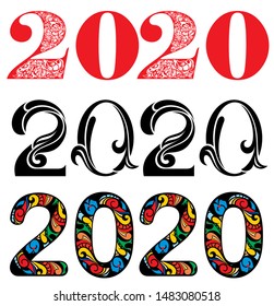 Feliz Año Nuevo 2020 Diseño de texto