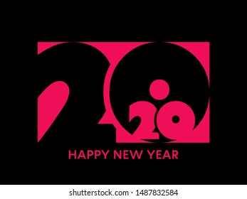 Happy new year 2020 Text Design vector.