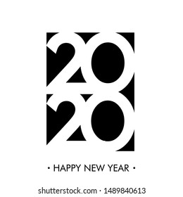 Happy New Year 2020 Text Design logo, Vector illustration