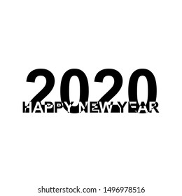 Happy New Year 2020 Text Design Pattern, Vector illustration on white background