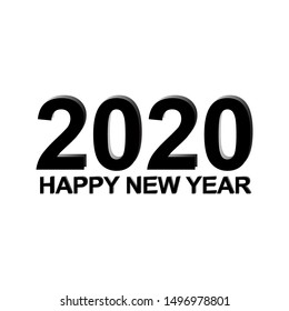 Happy New Year 2020 Text Design Pattern, Vector illustration on white background