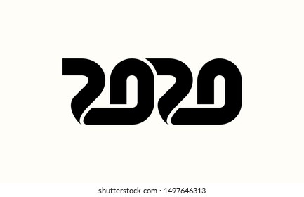 Happy New Year 2020 Text Design Lettering, Vector illustration.