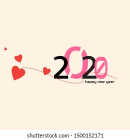 Happy New Year 2020 Text Design Patter, Vector illustration