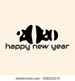 Happy New Year 2020 Text Design Patter, Vector illustration