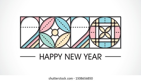 Happy new year 2020 text design