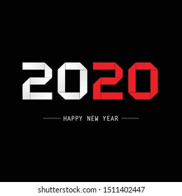 Happy New Year 2020 Text Design. Vector Eps 10