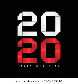 Happy New Year 2020 Text Design. Vector Eps 10