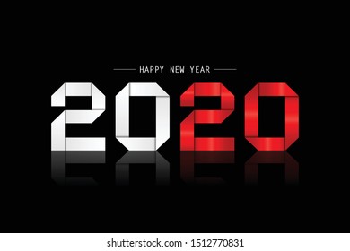 Happy New Year 2020 Text Design. Vector Eps 10