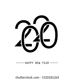 Happy New Year 2020 Text Design. Vector Eps 10
