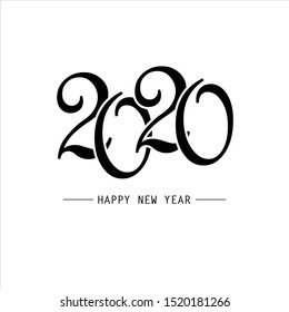 Happy New Year 2020 Text Design. Vector Eps 10