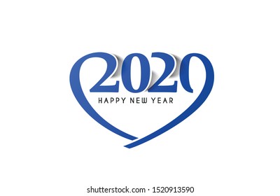 Happy New Year 2020 Text Typography Design Patter, Vector illustration.