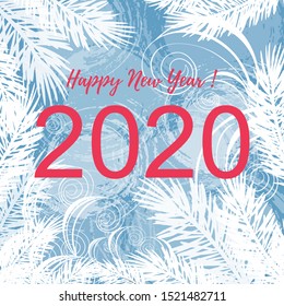 Happy New Year 2020 Text Design Pattern snowflakes, Vector illustration
