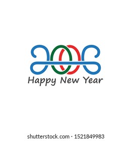 Happy New Year 2020 text, number design template vector