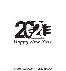 Happy New Year 2020 text, number design template vector