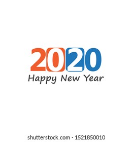 Happy New Year 2020 text, number design template vector