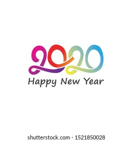 Happy New Year 2020 text, number design template vector