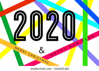 Happy new year 2020 text design, for you annual report, calendar, party flyer, invitation card, banner