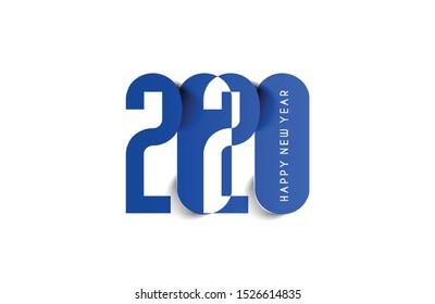 Happy New Year 2020 Text Typography Design Patter, Vector illustration.