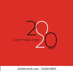 Happy New Year 2020 Text Typography Design Patter, Vector illustration.