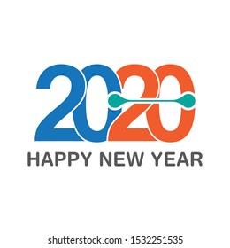 Happy New Year 2020 Text Design Patter, Vector illustration.