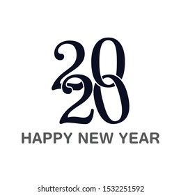 Happy New Year 2020 Text Design Patter, Vector illustration.