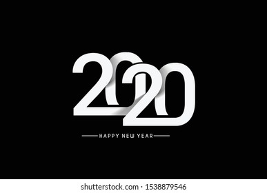 Happy New Year 2020 Text Typography Design Patter, Vector illustration.