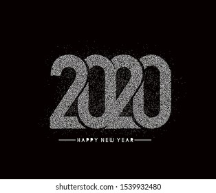 Happy New Year 2020 Text Typography Design Pattern, Vector illustration.