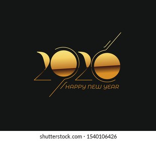 Happy New Year 2020 Text Typography Design Pattern, Vector illustration.