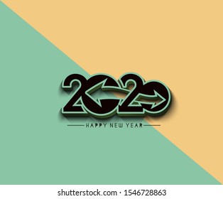 Happy New Year 2020 Text Typography Design Pattern, Vector illustration.