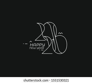 Happy New Year 2020 Text Typography Design Patter, Vector illustration.