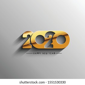 Happy New Year 2020 Text Typography Design Pattern, Vector illustration.