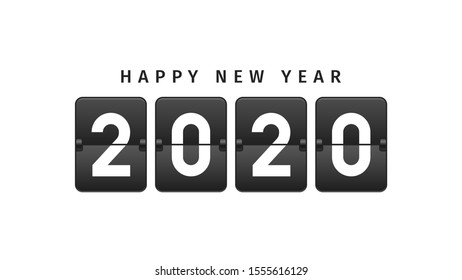 Happy New Year 2020 text design in vintage style. Happy New Year logo text for banner, greeting card, brochure etc. Vector