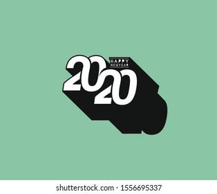 Happy New Year 2020 Text Typography Design Pattern, Vector illustration.