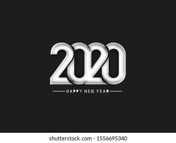 Happy New Year 2020 Text Typography Design Pattern, Vector illustration.