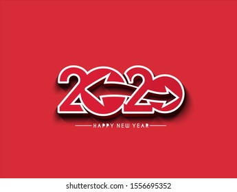 Happy New Year 2020 Text Typography Design Pattern, Vector illustration.
