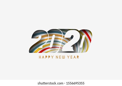 Happy New Year 2020 Text Typography Design Pattern, Vector illustration.