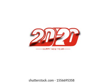 Happy New Year 2020 Text Typography Design Pattern, Vector illustration.