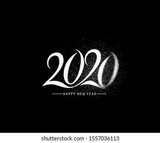 Happy New Year 2020 Text Typography Design Pattern, Vector illustration.