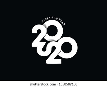 Happy New Year 2020 Text Typography Design Patter, Vector illustration.