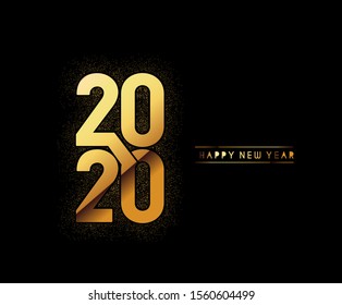 Happy New Year 2020 Text Typography Design Pattern, Vector illustration.