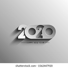 Happy New Year 2020 Text Typography Design Pattern, Vector illustration.