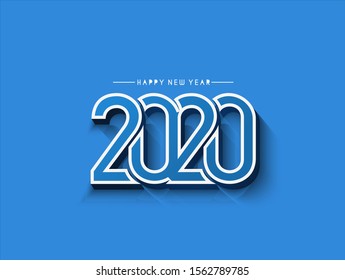 Happy New Year 2020 Text Typography Design Pattern, Vector illustration.