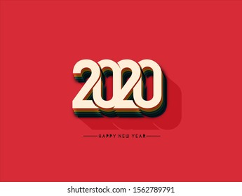 Happy New Year 2020 Text Typography Design Pattern, Vector illustration.