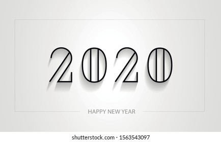 Happy New Year 2020 Text Design Background, Vector illustration.