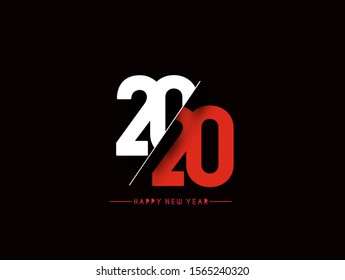 Happy New Year 2020 Text Typography Design Pattern, Vector illustration.