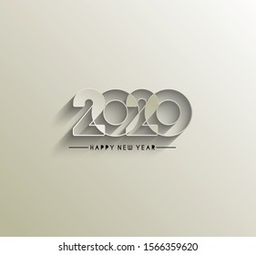 Happy New Year 2020 Text Typography Design Pattern, Vector illustration.