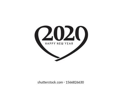 Happy New Year 2020 Text Typography Design Patter, Vector illustration.