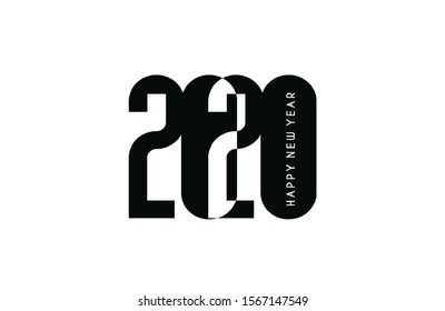 Happy New Year 2020 Text Typography Design Patter, Vector illustration.